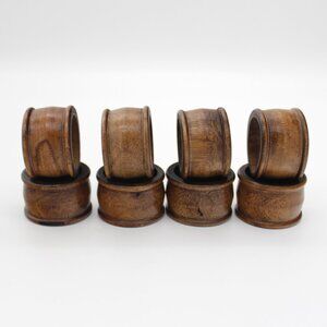 Vintage Set of 8 Wooden Napkin Rings